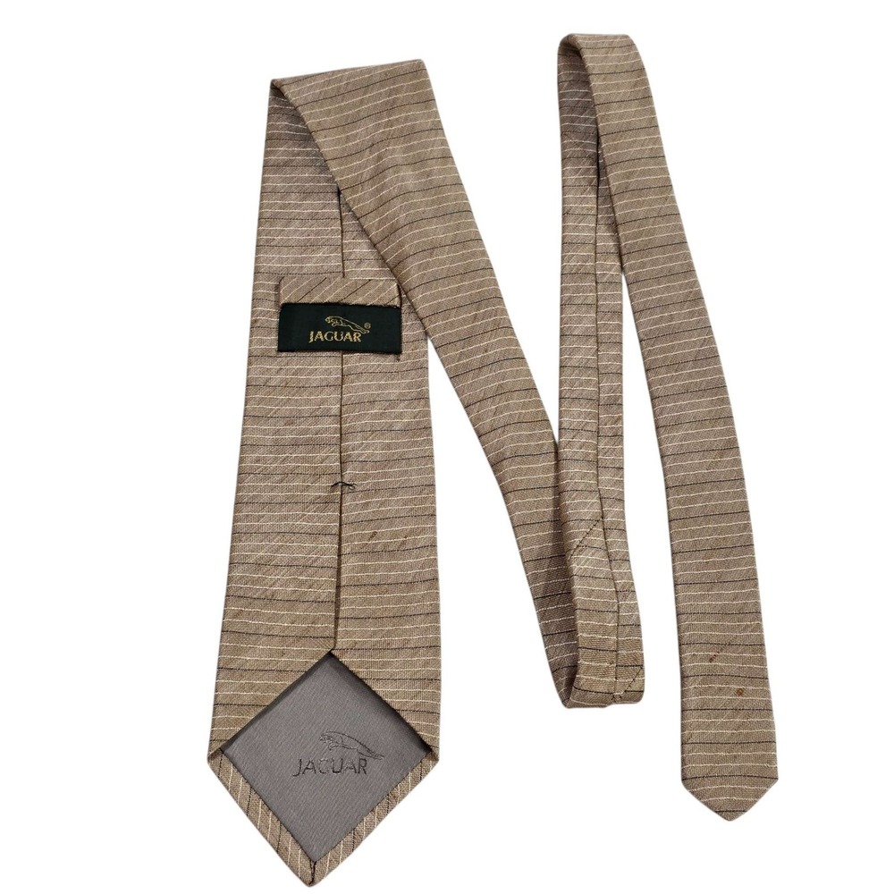 JAGUAR Striped Necktie Brown Gold‎ Tan Silk Blend Men's Formal Fashion